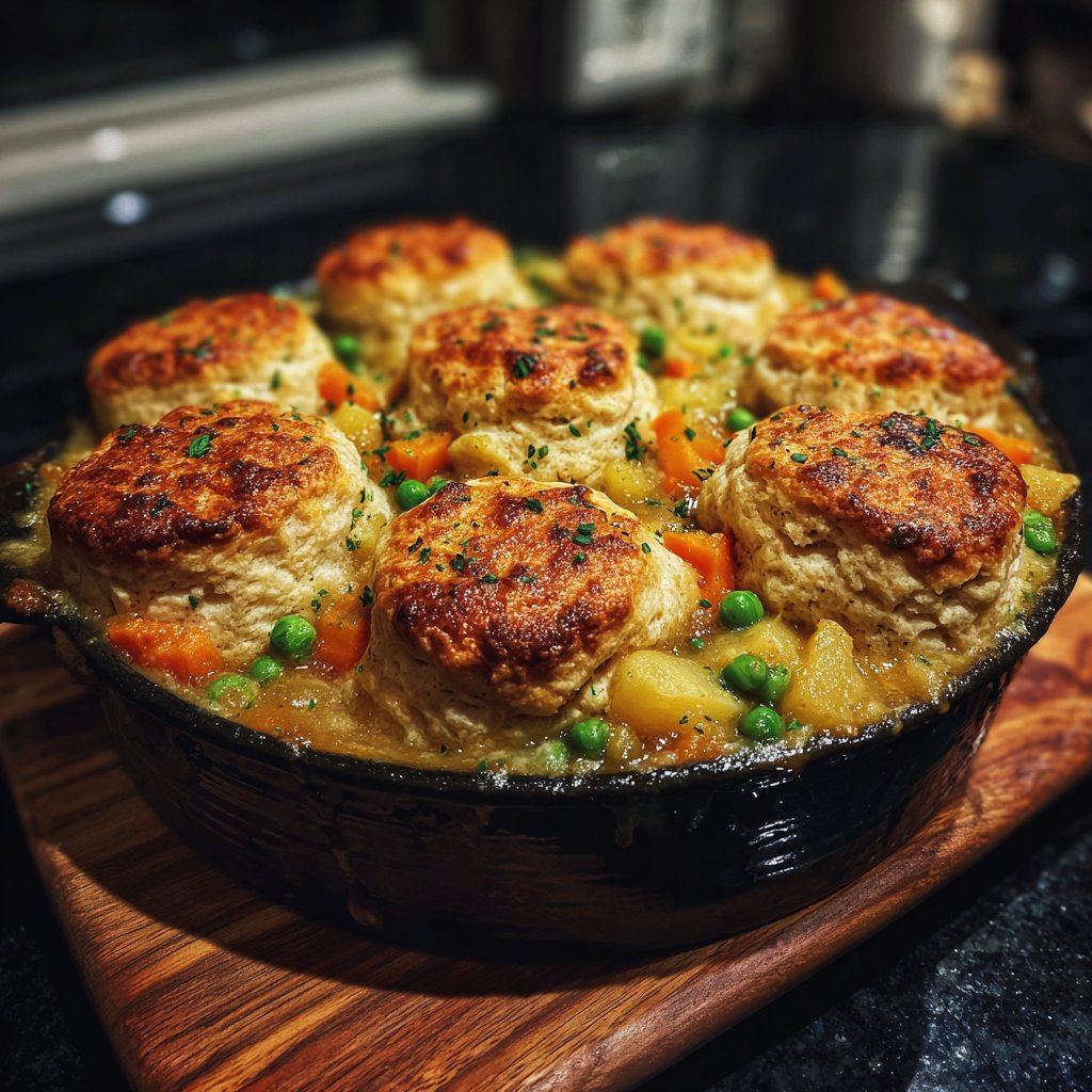 Sunday Vegetable Pot Pie with Biscuit Topping
