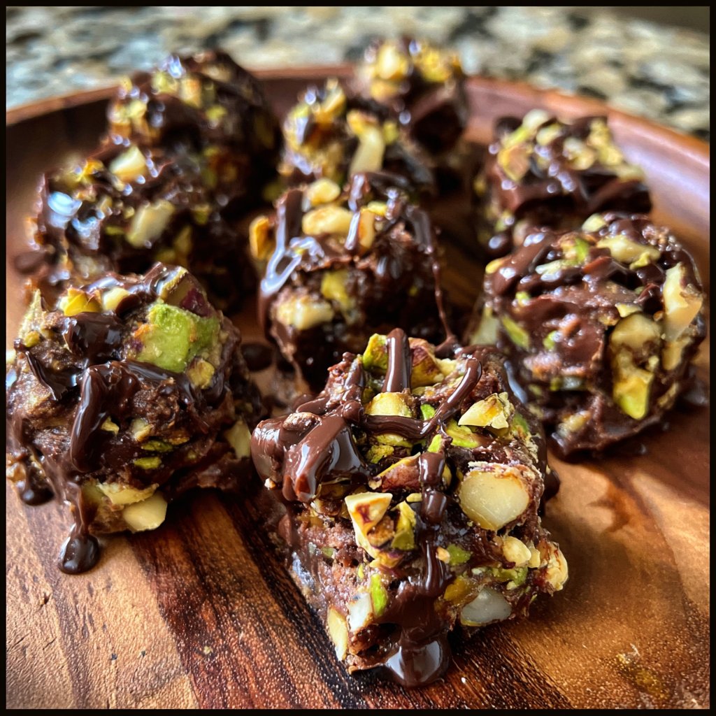 Chocolate Pistachio Fudge Bites