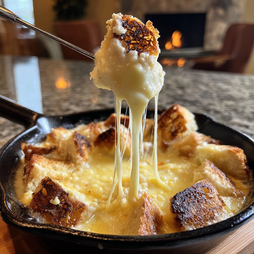 Fondue with Swiss Cheese and Garlic