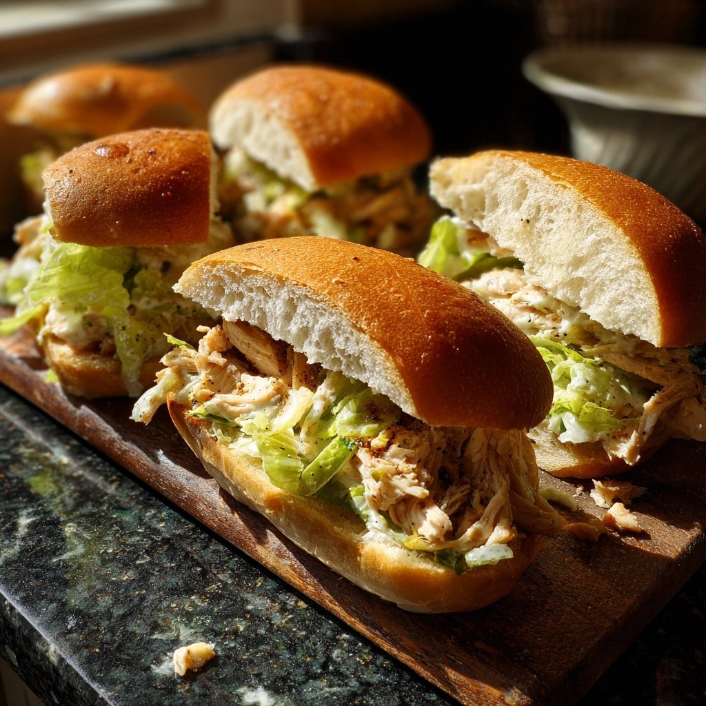 Easy Slow Cooker Chicken Caesar Sandwiches
