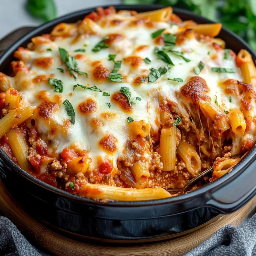 Easy Slow Cooker Baked Ziti