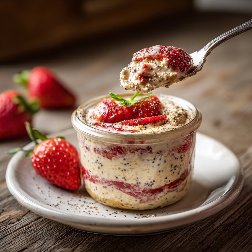 Strawberry Cheesecake Overnight Oats With Chia