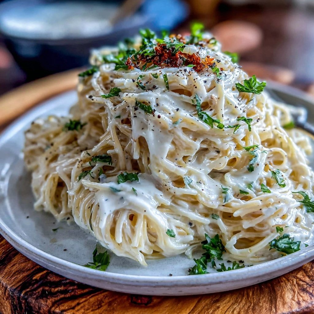 Angel Hair Pasta With Alfredo Sauce