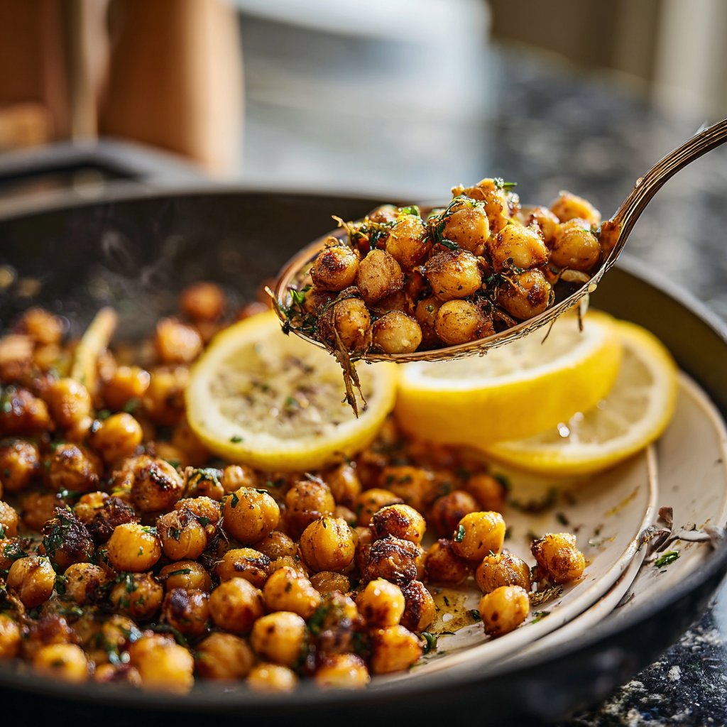 Roasted Lemon Garlic Chickpea Skillet