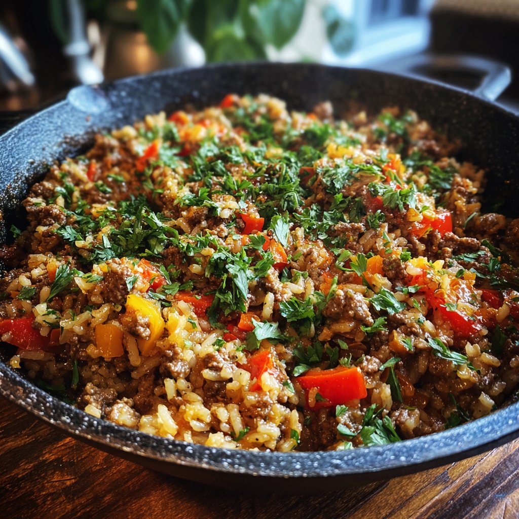 Quick Ground Beef And Rice Skillet