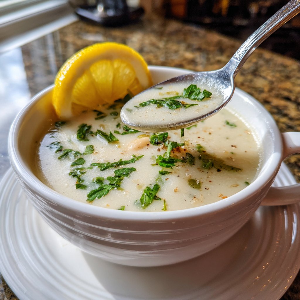 Creamy Lemon White Bean Soup Bowl
