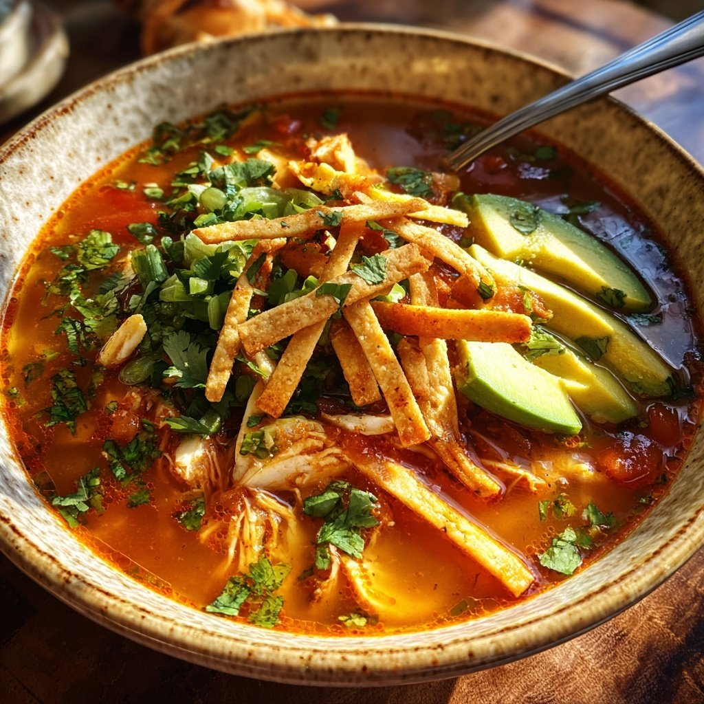 Shredded Chicken Tortilla Soup