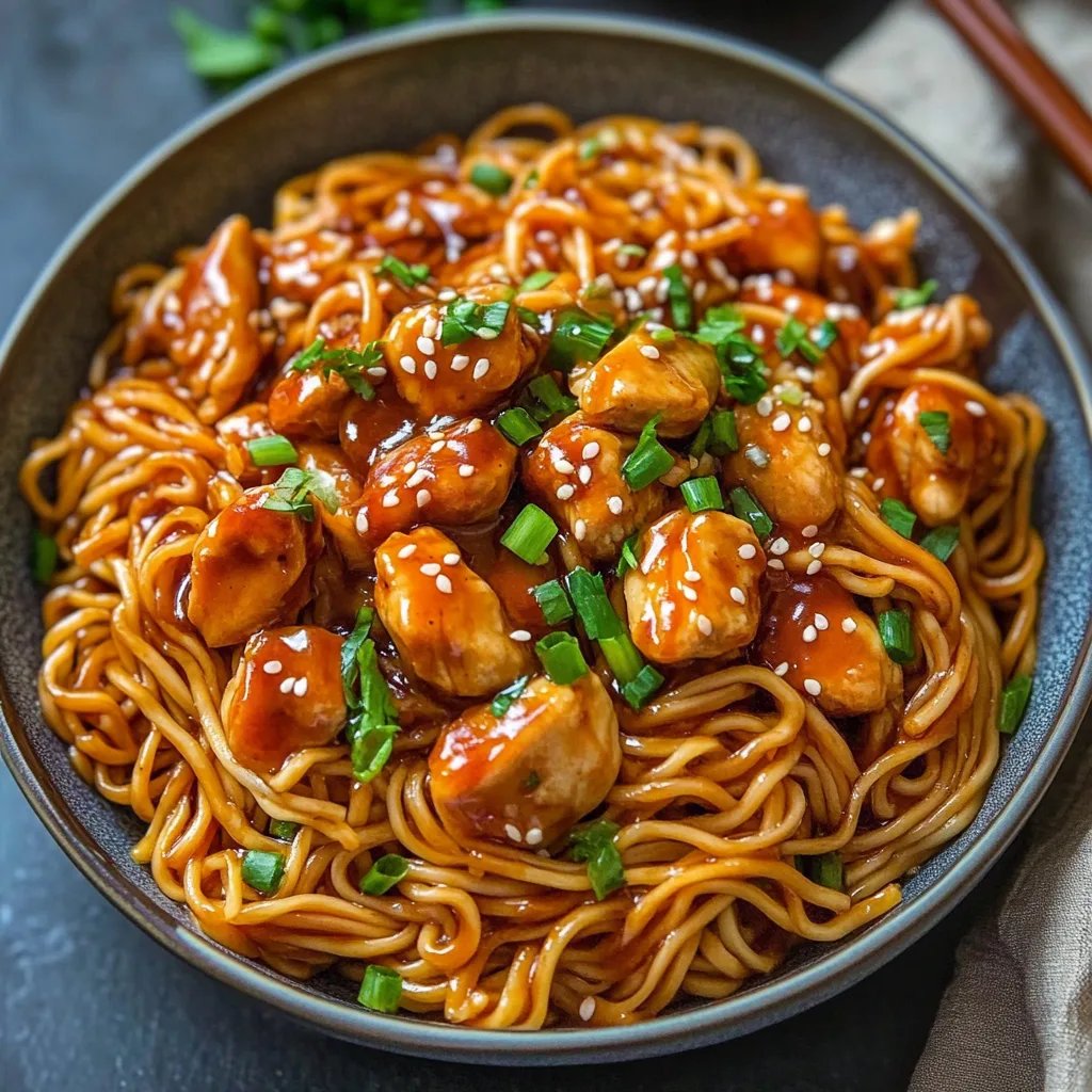 Sticky Garlic Chicken Noodles