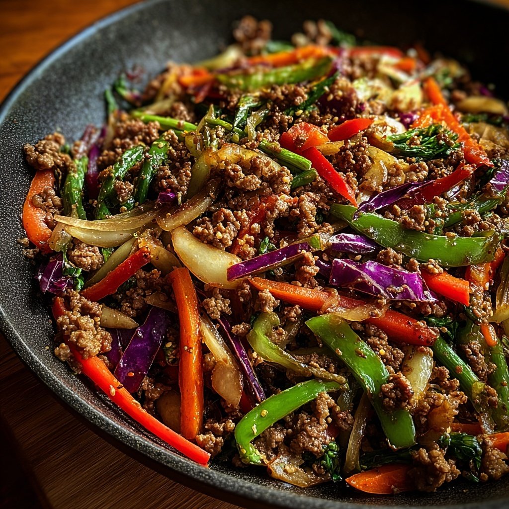 Ground Beef and Veggie Stir Fry