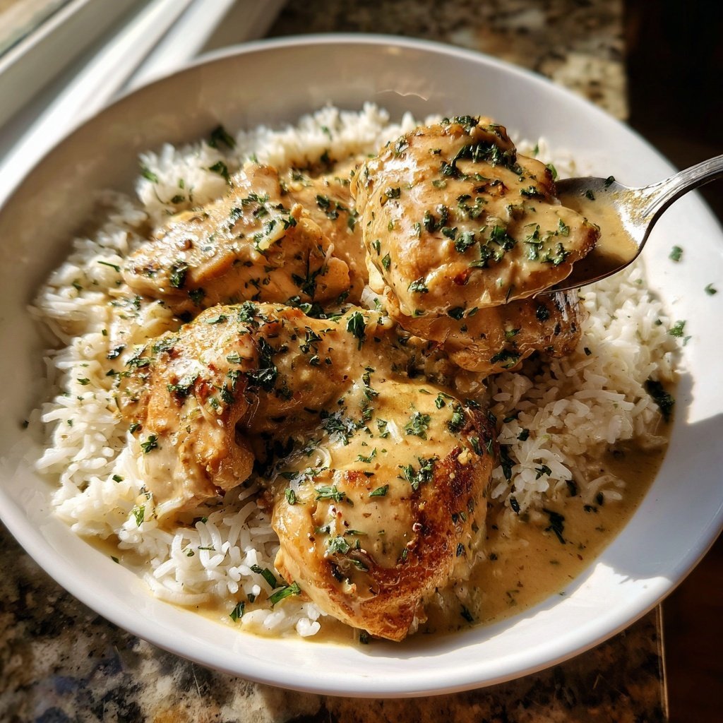 Creamy Garlic Chicken With Rice