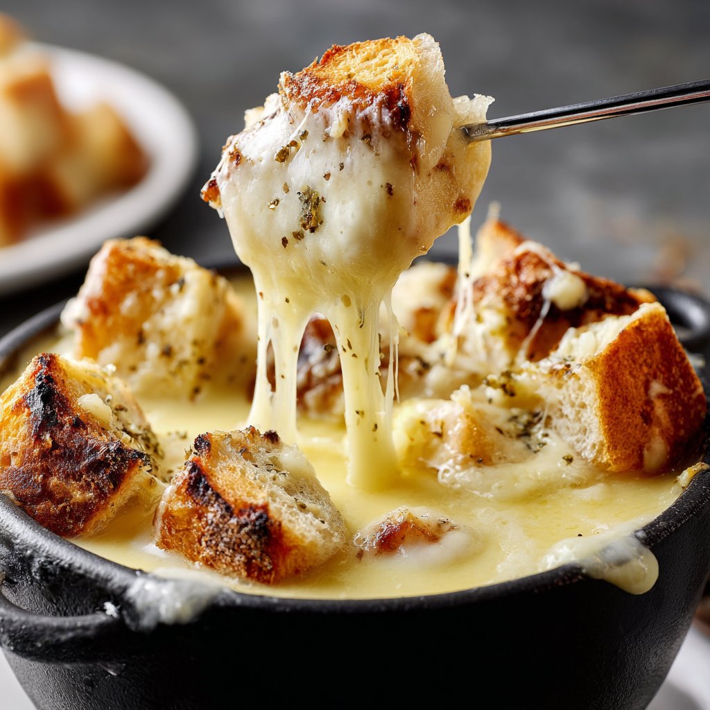 Fondue with White Wine and Garlic