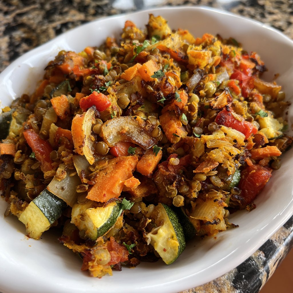 Roasted Veggie Lentil Skillet