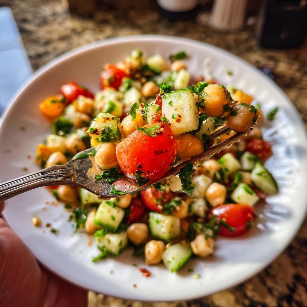Healthy Mediterranean Chickpea Salad Lunch
